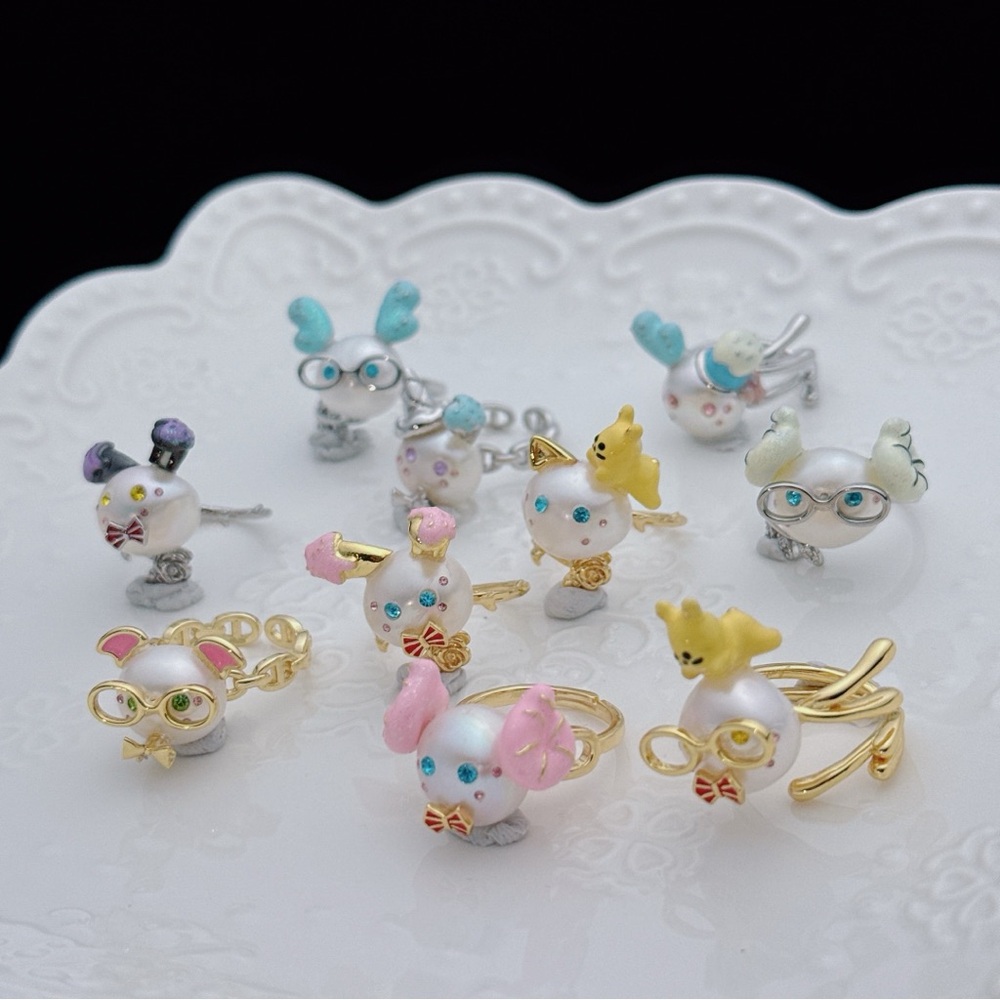 R43  Handmade Freshwater Baroque Pearl Cute Adjustable Rings - Picture 3 of 5